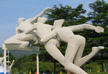 商業(yè)街跨欄雕塑 烤漆體育雕塑 彩繪運動員雕塑