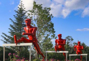 室內(nèi)跨欄雕塑 仿真景觀體育雕塑 大型運動員雕塑