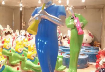 房地產(chǎn)吹拉彈唱雕塑 剪影音樂雕塑 鍛造音樂人雕塑