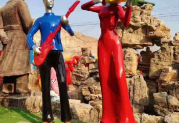 房地產(chǎn)吹拉彈唱雕塑 現(xiàn)代音樂雕塑 幾何音樂人雕塑