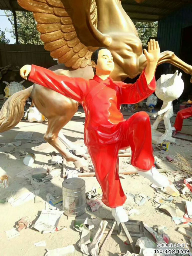 賓館武術(shù)雕塑 烤漆練拳雕塑 大型練拳雕塑