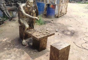 大門(mén)口下象棋雕塑 發(fā)光公園雕塑 仿真民俗雕塑