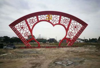 商業(yè)街大門雕塑 烤漆雕塑 彩繪拱門雕塑