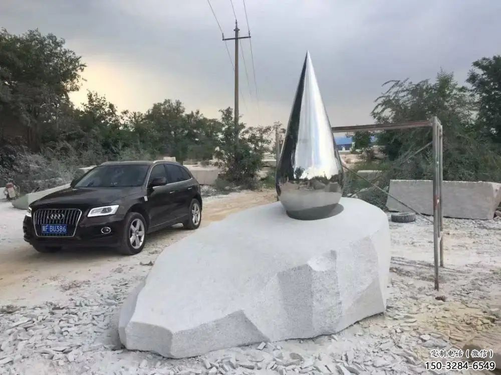 鏡面水珠雕塑廠家，立體藝術(shù)效果，不銹鋼材質(zhì)制作