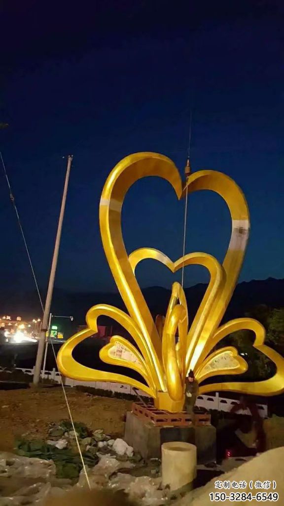 室內(nèi)雙心雕塑 仿真桃心雕塑 大型心心相印雕塑