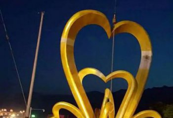 室內(nèi)雙心雕塑 仿真桃心雕塑 大型心心相印雕塑