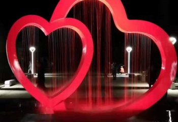 水景雙心雕塑 彩繪剪紙雕塑 現(xiàn)代心心相印雕塑