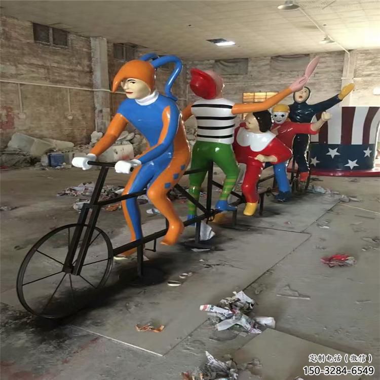 步行街自行車雕塑 游樂場體育雕塑 鑄造運(yùn)動員雕塑