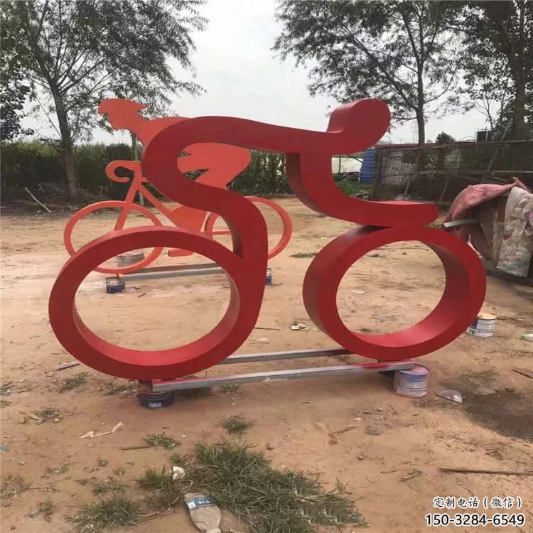 戶外自行車(chē)雕塑 噴漆體育雕塑 燈光運(yùn)動(dòng)員雕塑