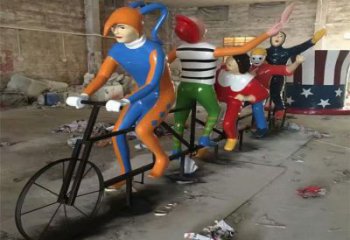 步行街自行車雕塑 游樂場(chǎng)體育雕塑 鑄造運(yùn)動(dòng)員雕塑