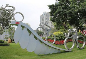 房地產(chǎn)自行車(chē)雕塑 現(xiàn)代體育雕塑 幾何運(yùn)動(dòng)員雕塑