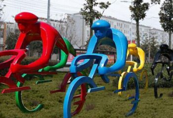 公園自行車(chē)雕塑 創(chuàng)意企業(yè)運(yùn)動(dòng)員雕塑 美陳體育雕塑