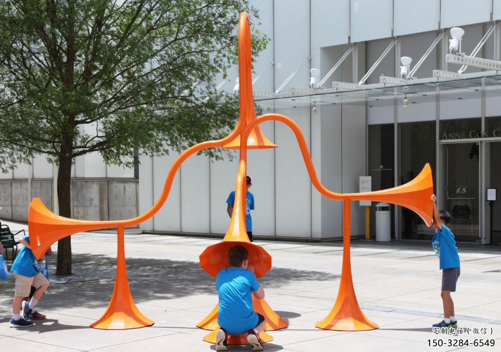 商業(yè)街喇叭雕塑 烤漆雕塑 彩繪景觀雕塑