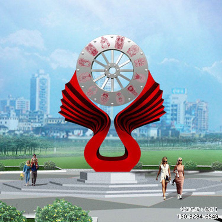 烤漆鐘表雕塑 鋼管時鐘雕塑 室內(nèi)雕塑