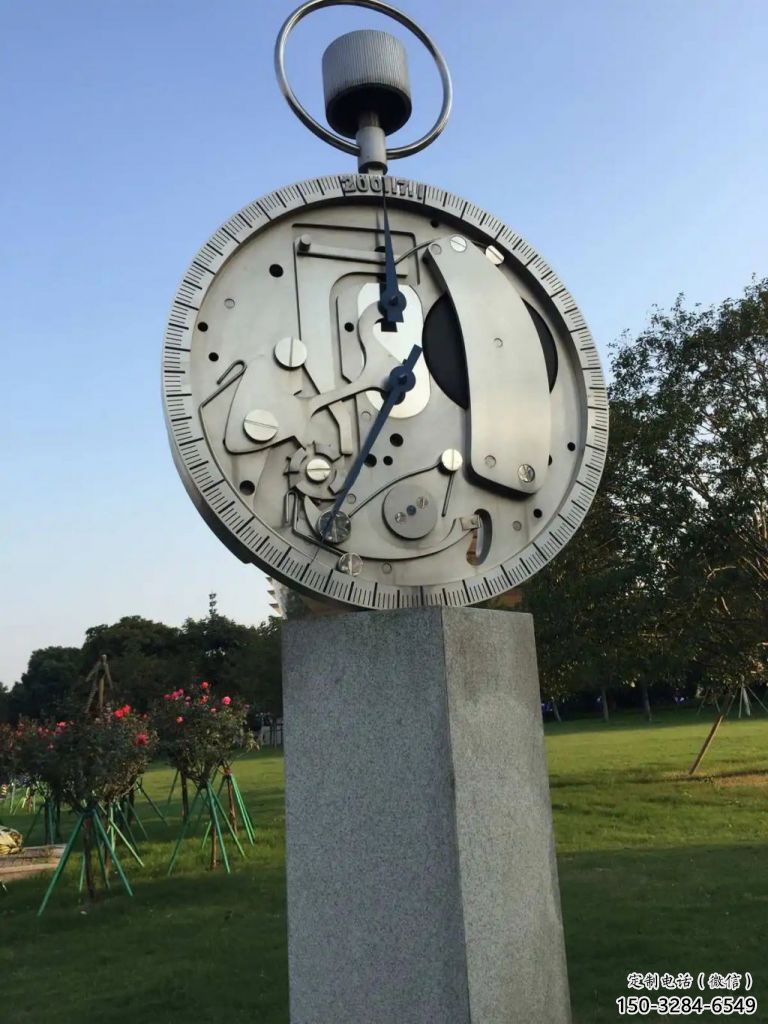 創(chuàng)意鐘表雕塑廠家 啞光時鐘雕塑 公園雕塑