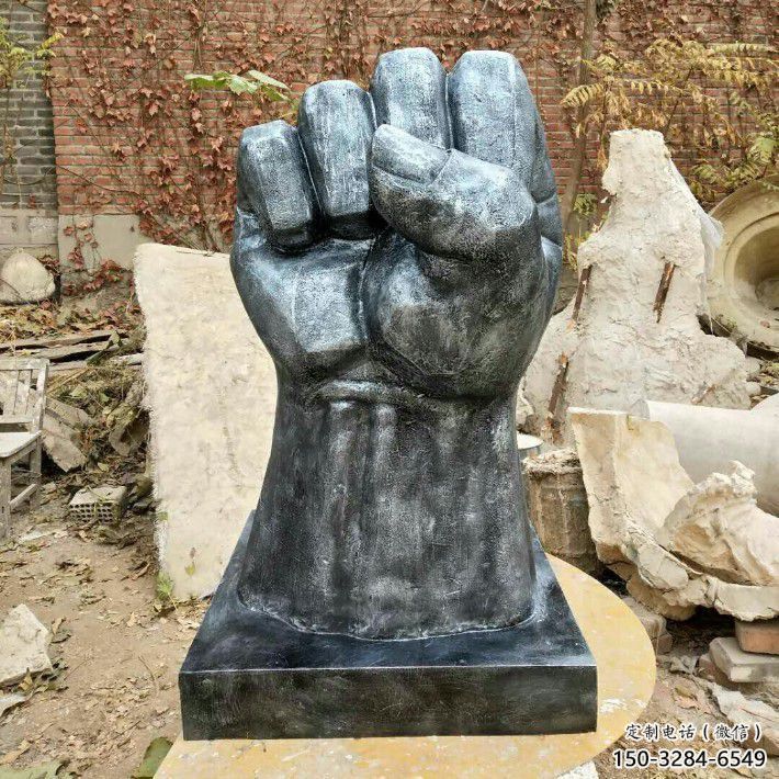 街道拳頭雕塑 現(xiàn)代握拳雕塑 彩繪手勢雕塑