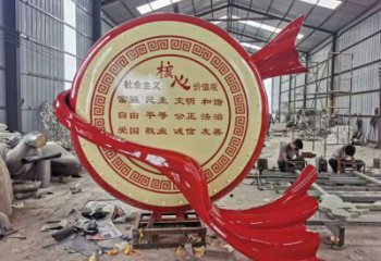 大鼓雕塑 抽象藝術(shù)雕塑 烤漆鑼鼓雕塑