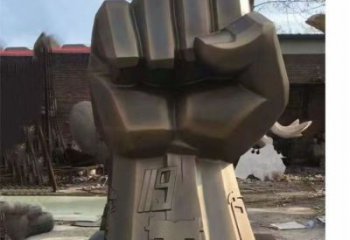 啞光拳頭雕塑 拉絲握拳雕塑 步行街手勢(shì)雕塑