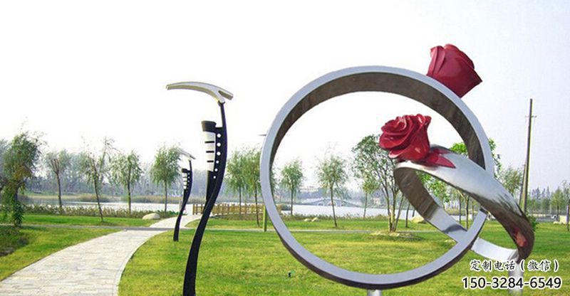 房地產(chǎn)指環(huán)雕塑 剪影標(biāo)識(shí)雕塑 鍛造戒指環(huán)雕塑