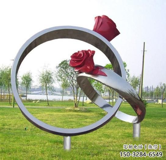 拉絲指環(huán)雕塑 鏤空創(chuàng)意戒指環(huán)雕塑 別墅區(qū)戒指環(huán)雕塑