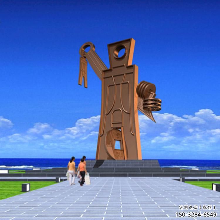 鋼管鑰匙雕塑 異形噴水雕塑 農(nóng)村金鑰匙雕塑