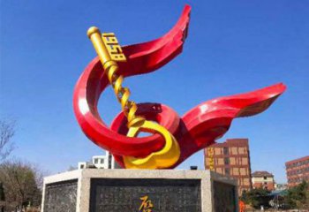 仿真鑰匙雕塑 電鍍現(xiàn)代雕塑 部隊金鑰匙雕塑