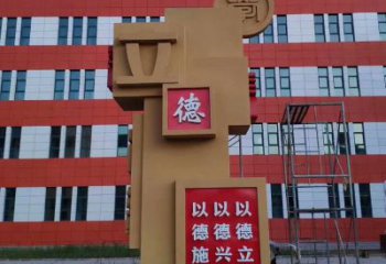 標(biāo)識(shí)竹簡(jiǎn)雕塑 彩繪剪紙標(biāo)識(shí)雕塑 校園書本雕塑