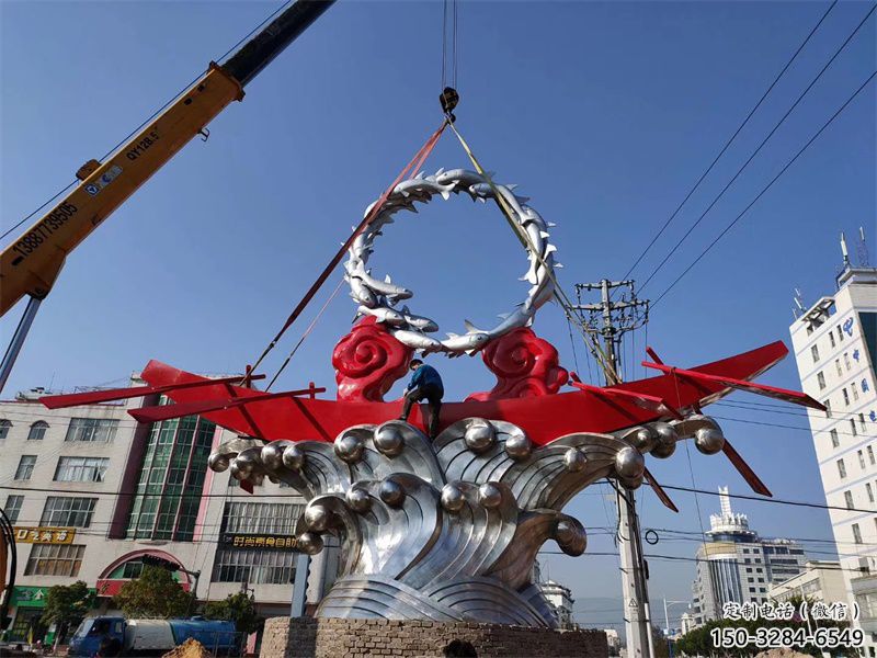 彩繪龍舟雕塑 電鍍現(xiàn)代劃槳雕塑 公園競(jìng)賽雕塑