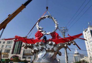 創(chuàng)意龍舟雕塑 啞光劃槳雕塑 公園競(jìng)賽雕塑