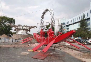 房地產(chǎn)龍舟雕塑 剪影劃槳雕塑 鍛造競賽雕塑