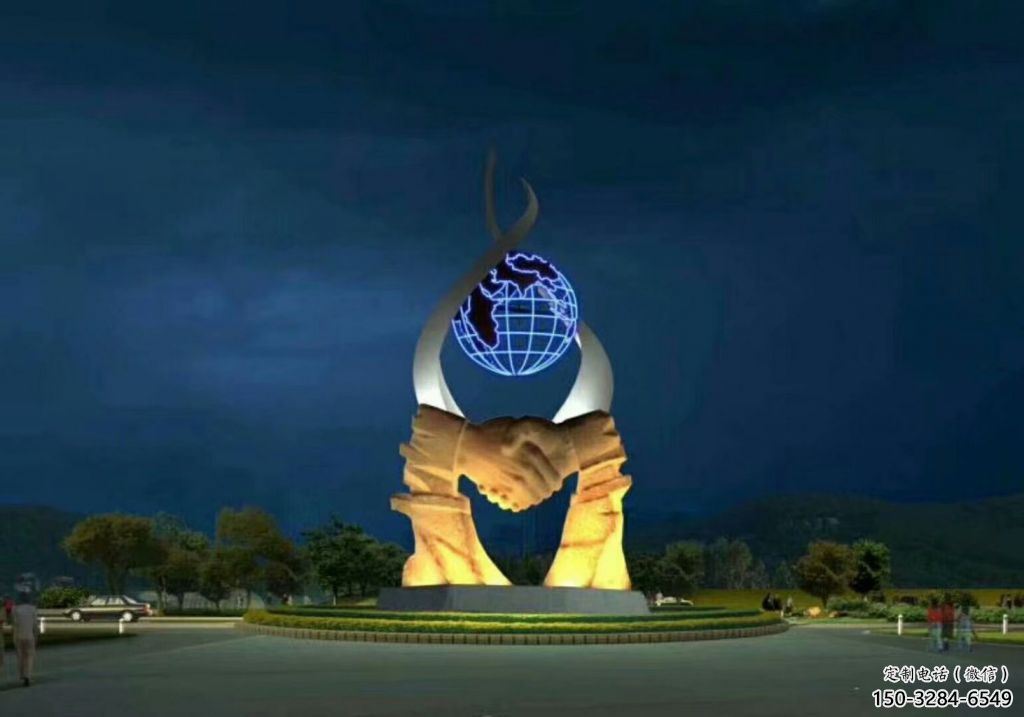 創(chuàng)意握手雕塑 啞光雕塑 公園誠(chéng)信雕塑