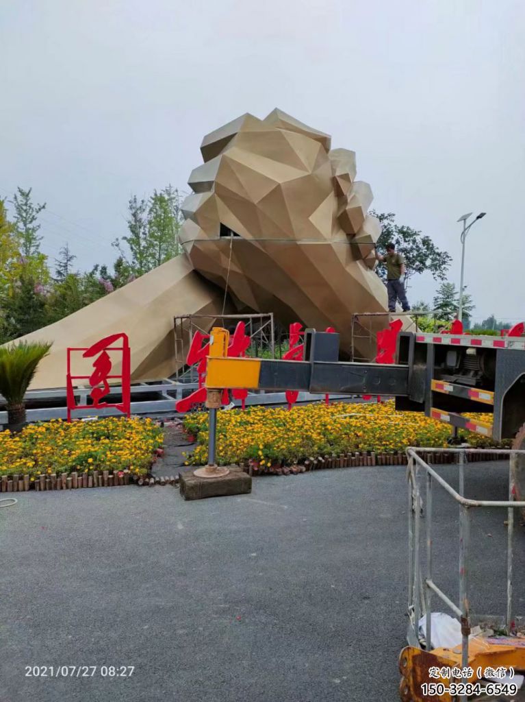 廣場(chǎng)握手雕塑 抽象雕塑 烤漆誠(chéng)信雕塑