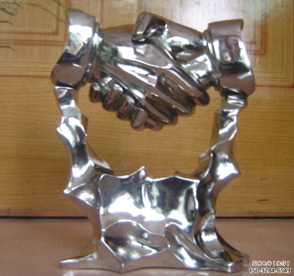 現(xiàn)代握手雕塑 大型別墅區(qū)雕塑 彩繪誠信雕塑