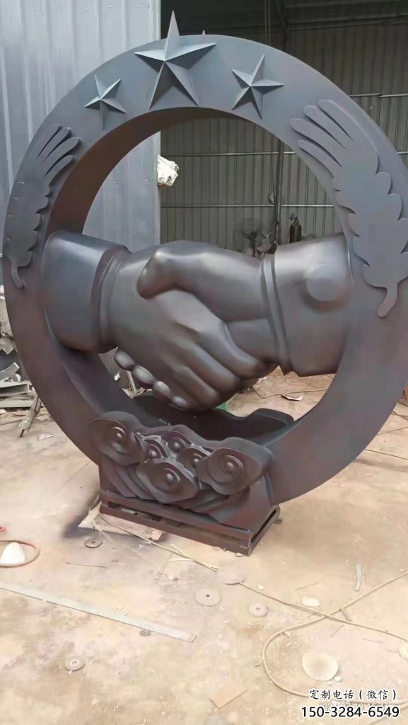 鑄造握手雕塑 中式村口誠信雕塑 標(biāo)志雕塑