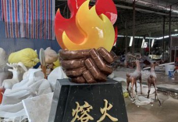 大門口火苗雕塑 發(fā)光公園火焰頭雕塑 仿真景觀雕塑