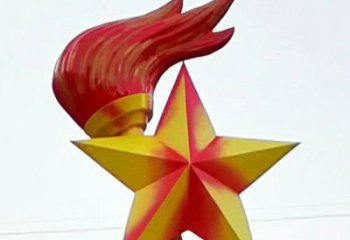 抽象火把雕塑 啞光星火相傳主題 室內(nèi)篝火雕塑