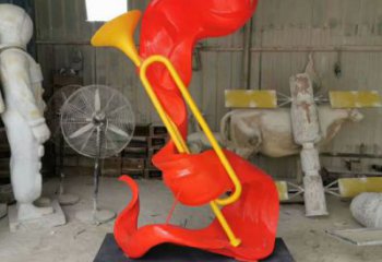 烤漆沖鋒號(hào)雕塑 烤漆大型擺件 博物館雕塑