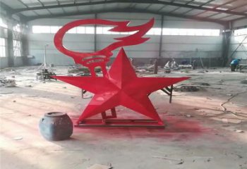 廣場(chǎng)五角星雕塑 抽象黨建雕塑 烤漆紅色文化