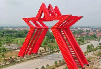 鏤空五角星雕塑 噴水園林黨建雕塑 住宅小區(qū)紅色文化