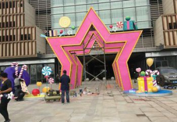 美陳五角星雕塑 異形噴水紅色文化 酒店黨建雕塑