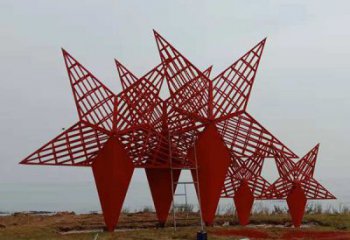 異形五角星雕塑 現(xiàn)代校園紅色文化 校園黨建雕塑