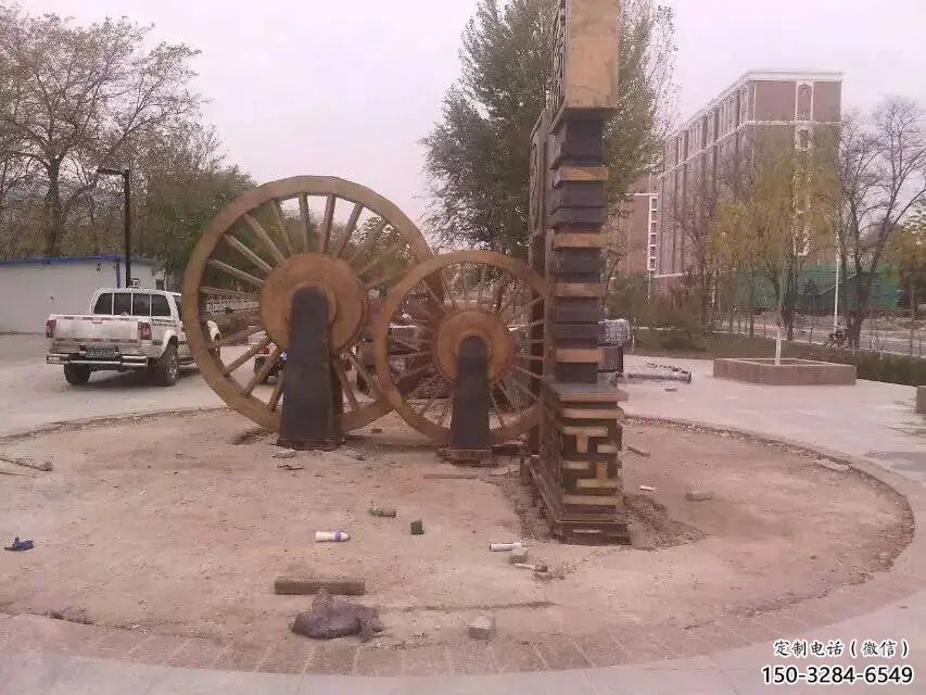 幾何水車(chē)雕塑 發(fā)光公園雕塑 大門(mén)口仿古雕塑
