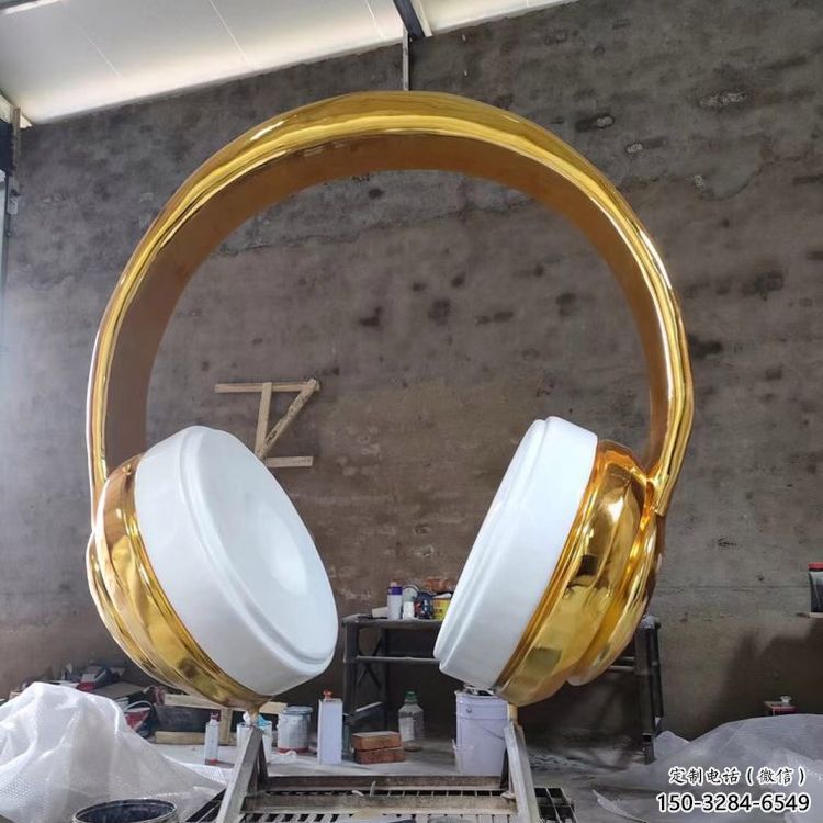 景觀耳麥雕塑 剪影音樂(lè)雕塑 商業(yè)街耳機(jī)雕塑