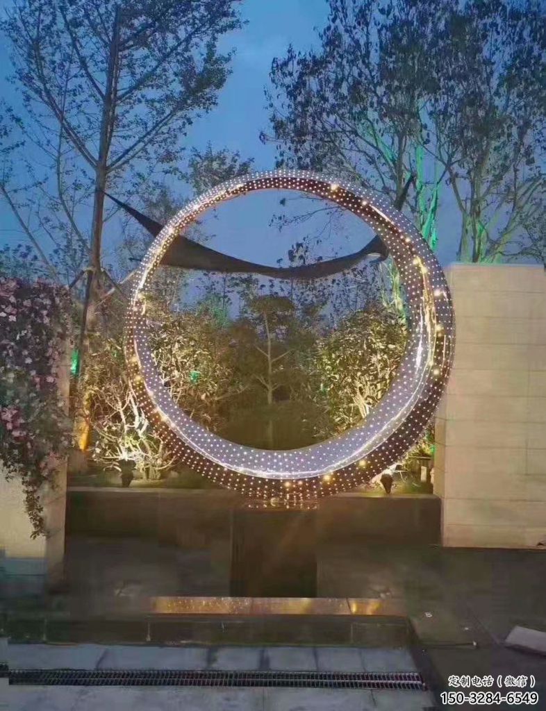 戶外花環(huán)雕塑 噴漆環(huán)形雕塑 燈光雕塑