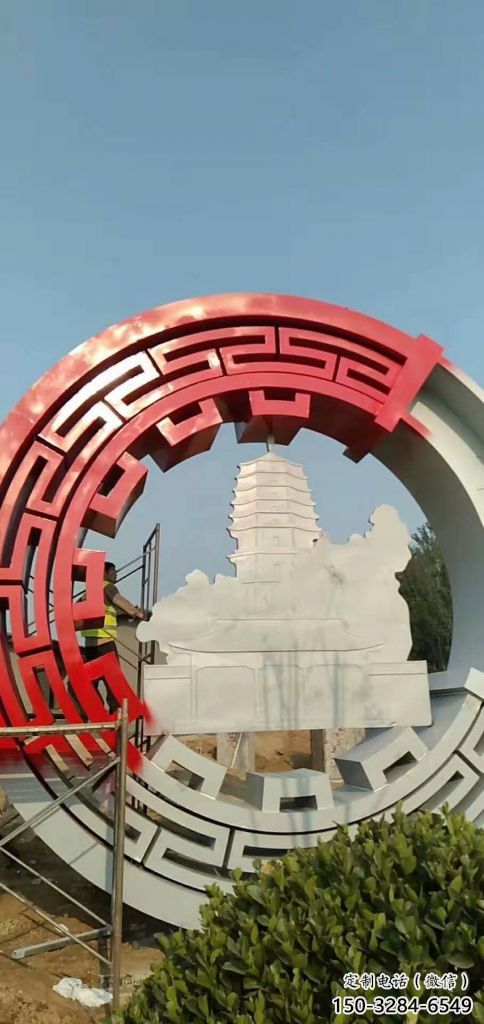 剪紙花環(huán)雕塑 切面燈光雕塑 政府環(huán)形雕塑