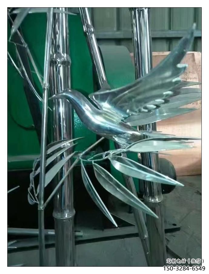 烤漆竹葉雕塑 鋼管竹類(lèi)雕塑 室內(nèi)植物雕塑