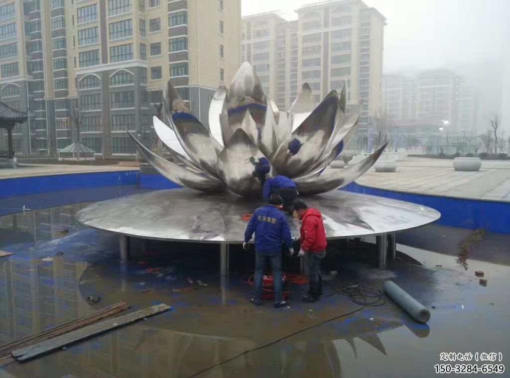 創(chuàng)意蓮花雕塑 啞光水蓮花雕塑 公園花卉雕塑