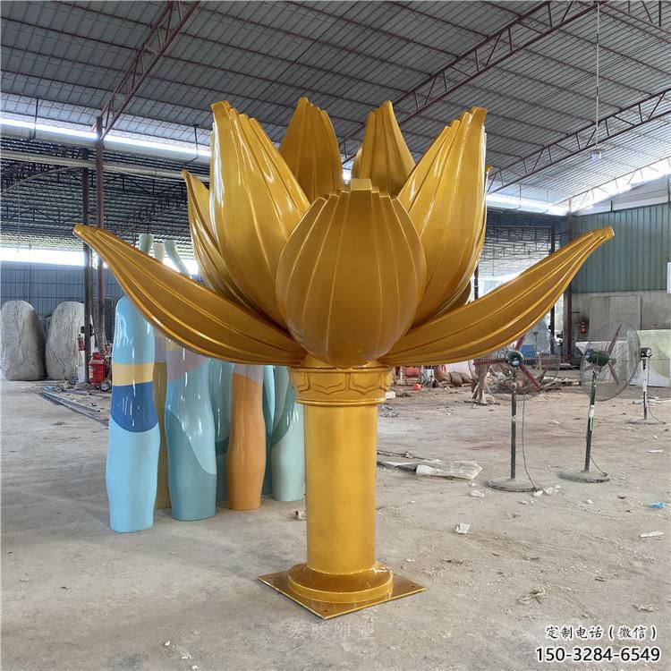 電鍍蓮花雕塑 抽象希望水蓮花雕塑 景觀花卉雕塑