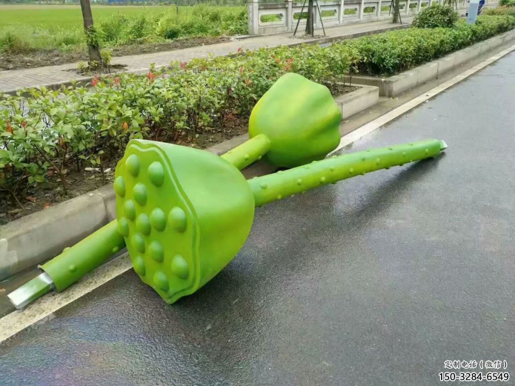大門口蓮藕雕塑 發(fā)光公園雕塑 仿真蓮科雕塑