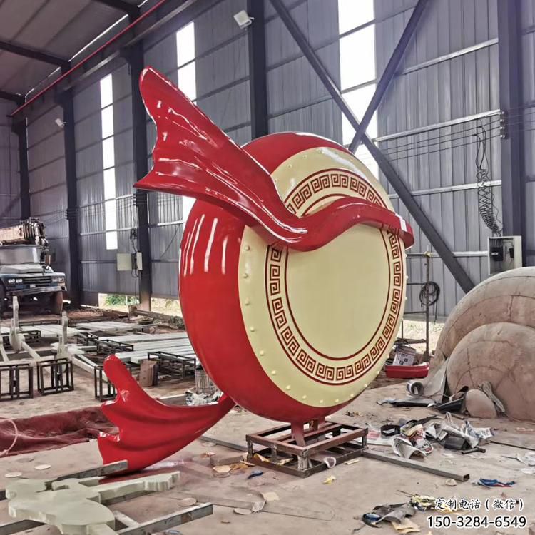 仿真戰(zhàn)鼓雕塑 電鍍現(xiàn)代喜慶雕塑 部隊(duì)民族雕塑